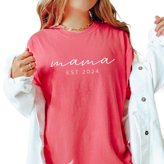 Mama Est 2024 Shirt, Comfort Colors Mom Shirt, Gift for Mom, Cool Mom