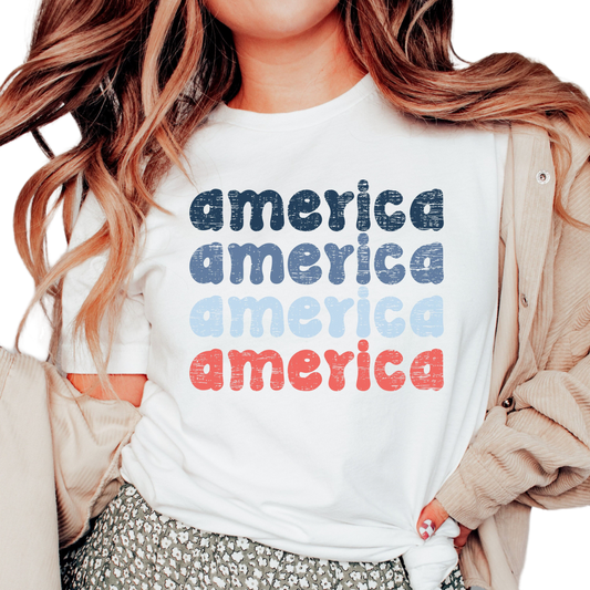 Distressed America Shirt, America Groovy shirt, Cute America shirt, 4th of July shirt, 4th of July Women T Shirt, Fourth of July shirt