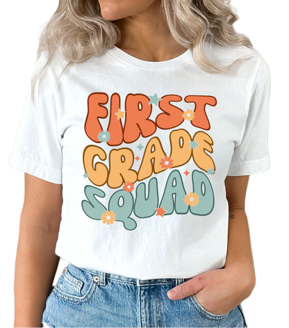 First Grade Squad Shirt, 1st Grade Teacher Shirt, Grade Level Teacher Shirts, Back to School Teacher Shirt, Groovy First Grade Team Tshirt