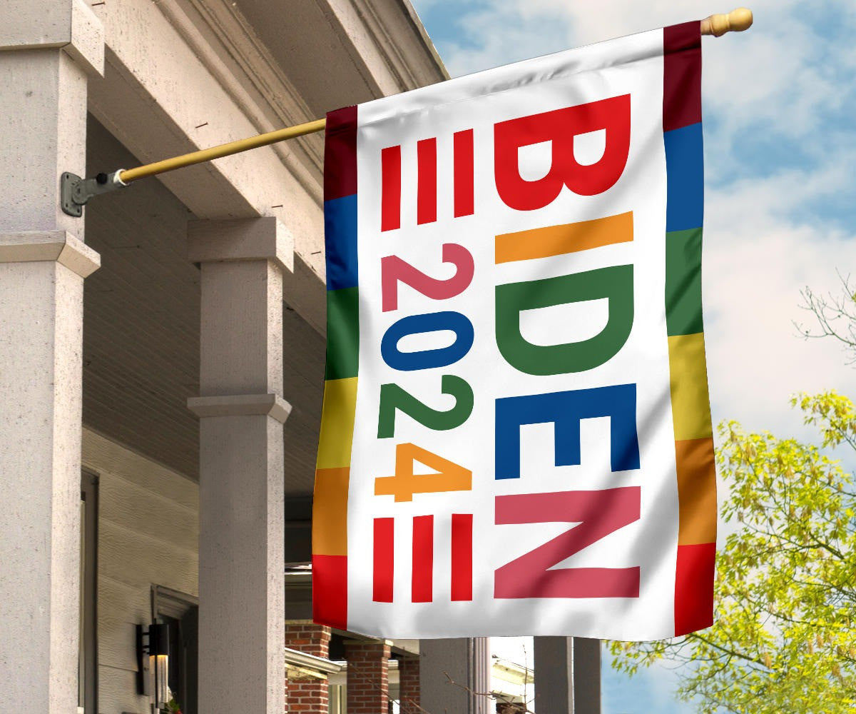 Biden 2024 Flag LGBTQ Hope Love Peace Biden Harris Campaign Merch 2024 Presidential Election