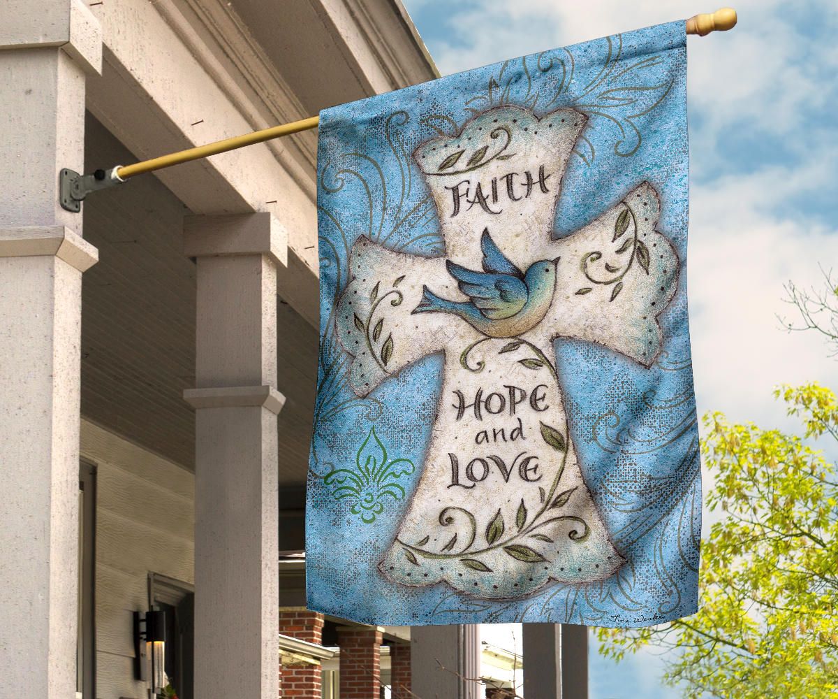 Faith Hope And Love Cross Flag Indoor Outdoor Decor Christian Mothers Day Gift