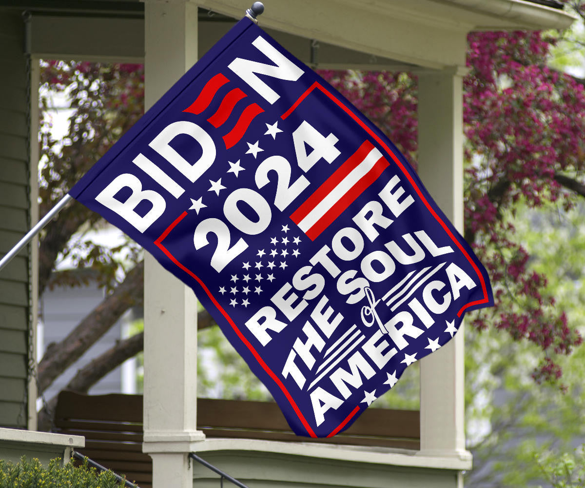 Biden 2024 Restore The Soul Of America Flag Biden 2024 Merch President Campaign