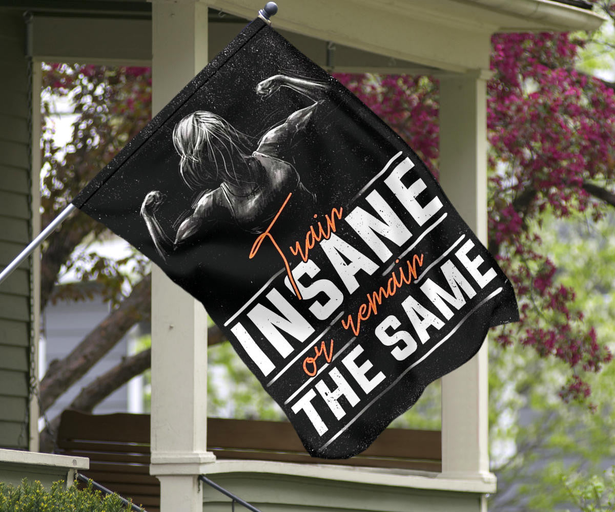 Train Insane Remain The Same Flag Motivational Workout Room Home Gym Decor