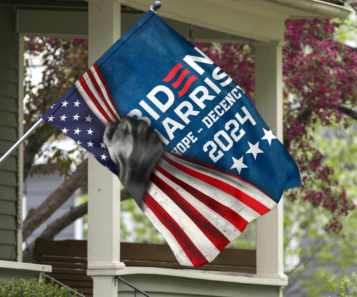 Biden Harris 2024 Hope Decency Flag And American Flag Support Biden Harris Merch