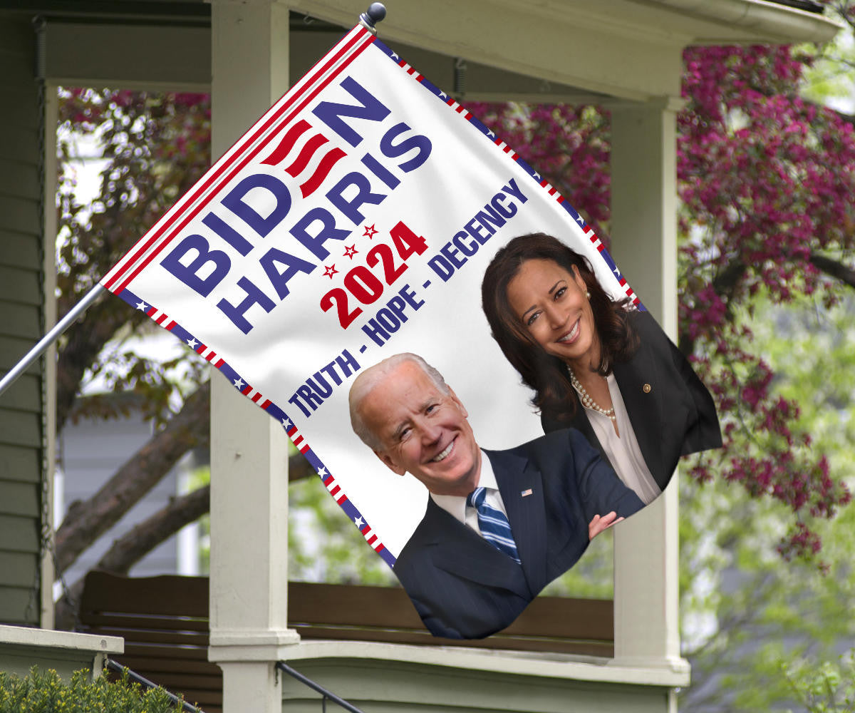 Biden Harris 2024 Truth Hope Decency Flag Joe Biden Kamala Harris Election Campaign Merch