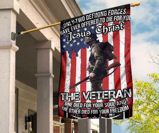 Only Two Defining Forces Jesus And The Veteran Flag Vet Christian Patriotic 4Th Of July Gift