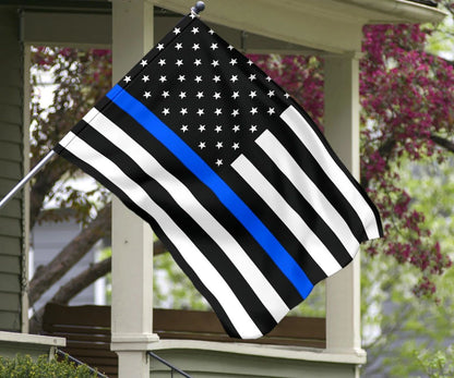 Thin Blue Line Flag With Stars And Stripes - Black White And Blue American Police Flag