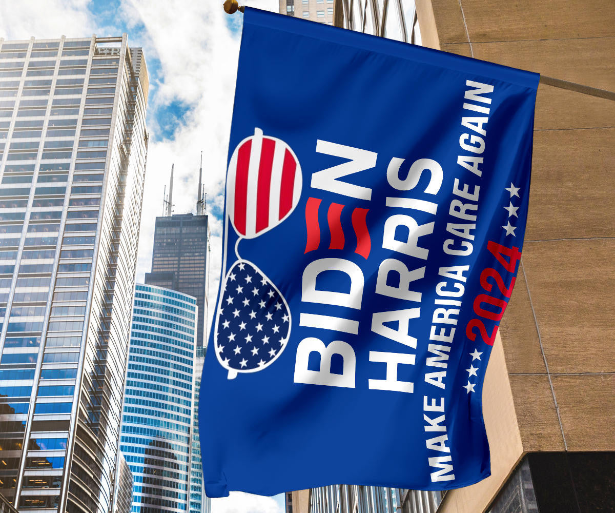 Biden Harris Make America Care Again 2024 Flag Re-Elect Joe Biden 2024 Campaign Banner