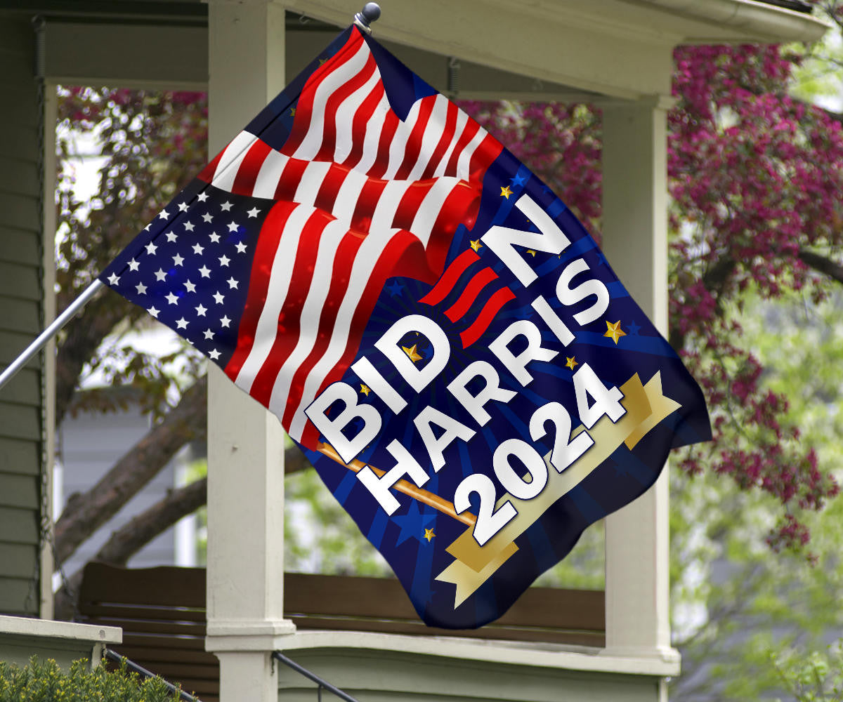 Biden Harris 2024 Flag Patriotic Re-Elect Biden Presidential Campaign 2024 Yard Flag