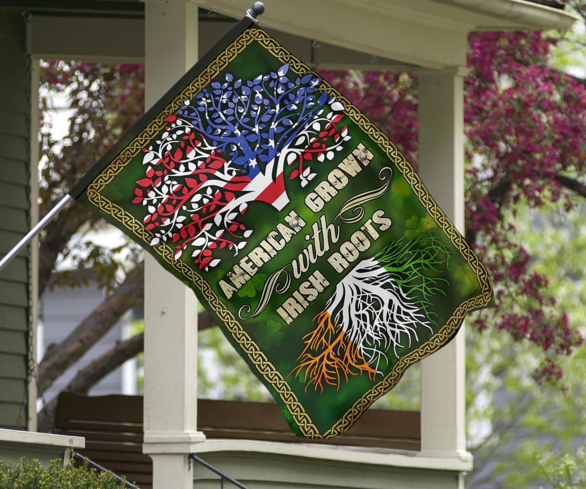 American Grown With Irish Roots Flag Shamrock Flag St Patrick's Day Flag