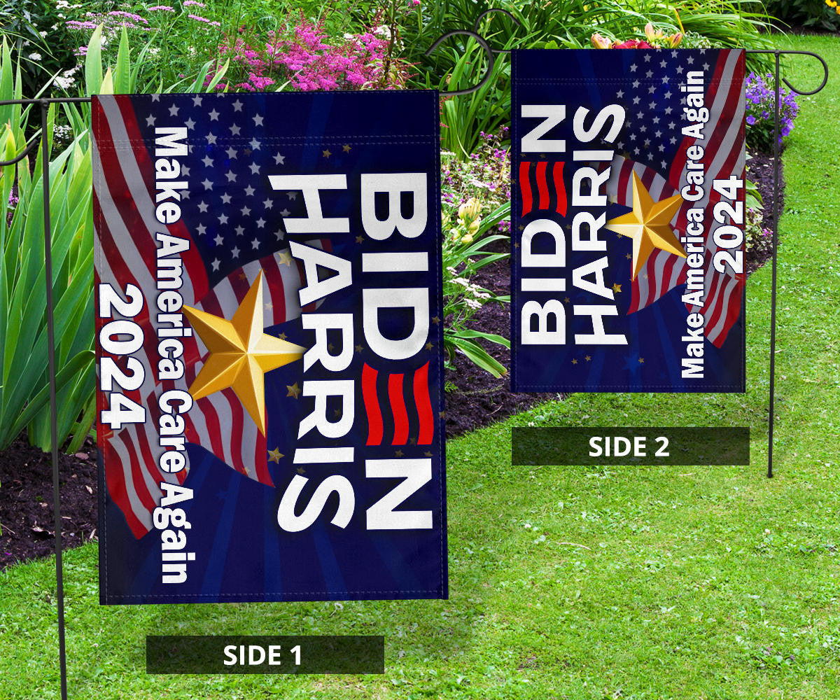 Biden Harris 2024 Flag Make America Care Again Biden Harris Campaign Merch For Sale