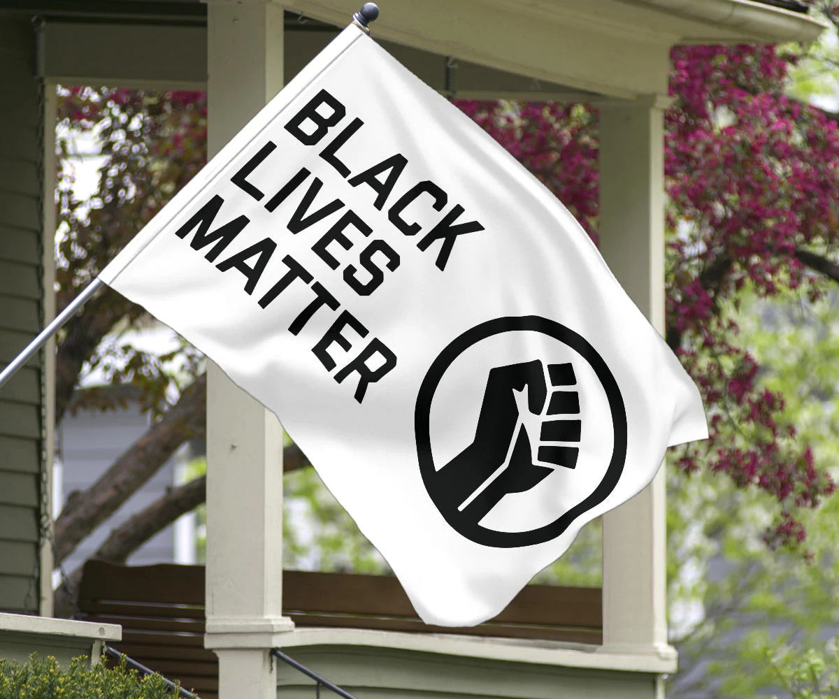 Black Lives Matter Fist Flag For Outdoor Decoration Banner White