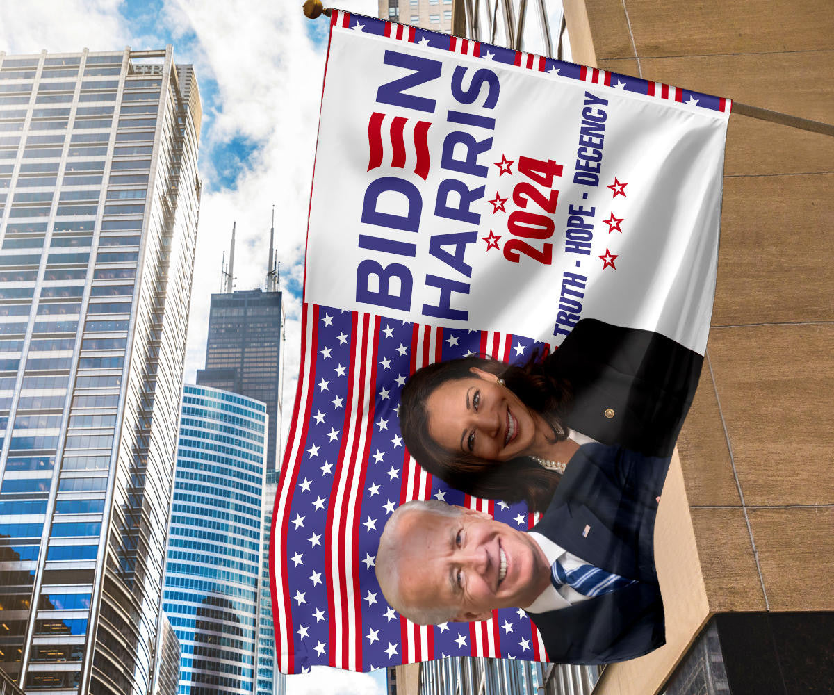 Biden Harris 2024 Truth Hope Decency Flag Joe Biden Harris Presidential Campaign Merch