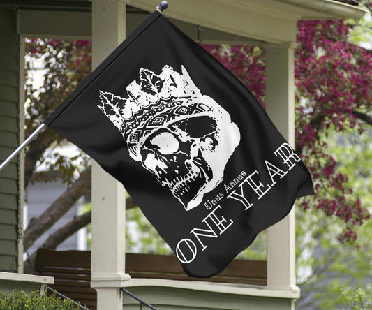 Unus Annus One Year Flag Skull One Year In Latin Flag Front Door Decor Christmas Party Gift