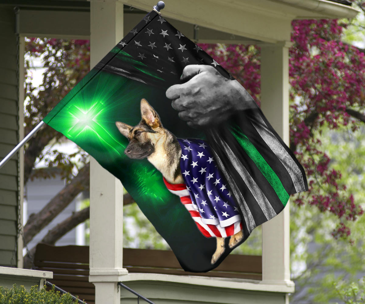 Thin Green Line Dog America Flag God Bless America Decor