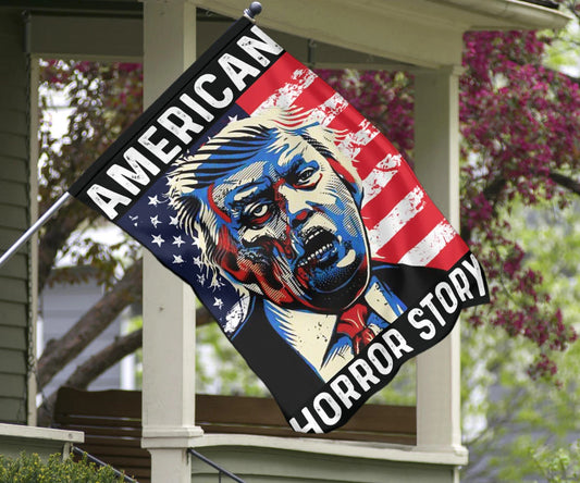 Zombie Donald Trump American Horror Story Flag Funny Against Trump Re-Election Halloween Decor