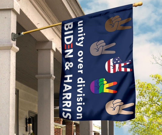 Unity Over Division Biden And Harris Flag Patriotic LGBT Voters Biden Political Lawn Flags