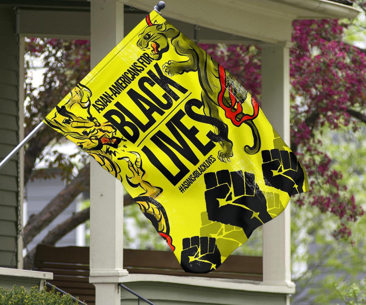 Asian-Americans For Black Lives Flag Yellow Peril Support Black Power Stop AAPI Hate Decor