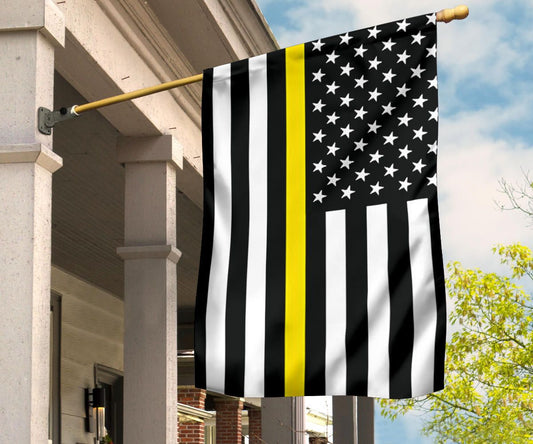 Thin Yellow Line Flag Gold Honor Dispatcher Tow Truck Driver Security Guard Loss Prevention