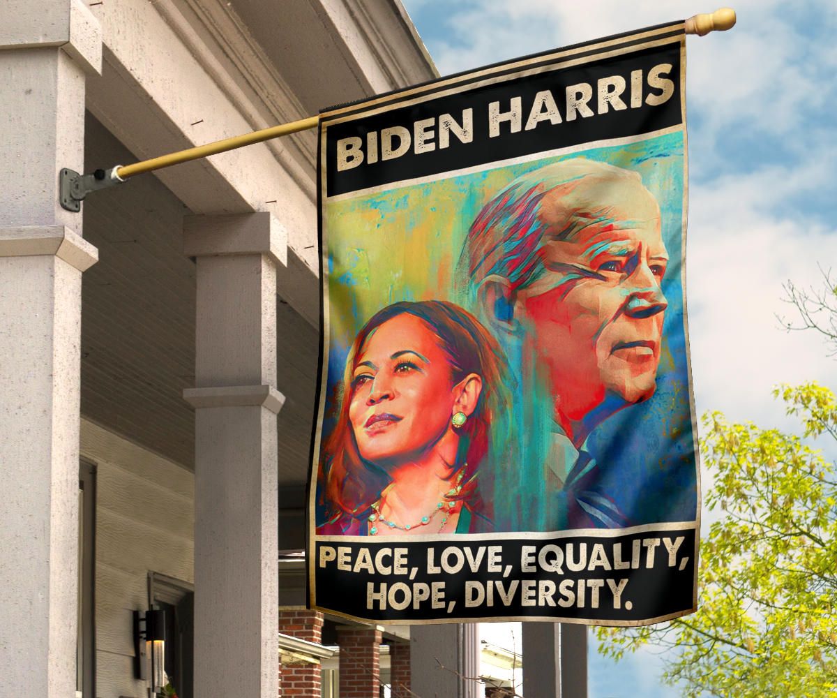 Biden Harris Flag Peace Love Equality Hope Diversity Biden Merch Outdoor Decor