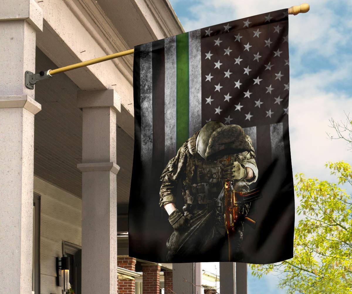 Thin Green Line Flag Honoring Military Patriotic Outdoor Decor Gift For Veteran