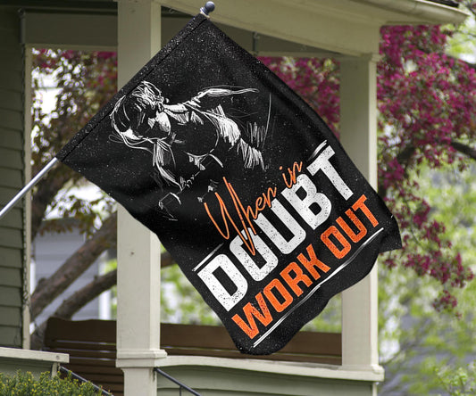 When In Double Work Out Flag Workout Banner Home Gym Decorating Idea Gifts For Workout Lover