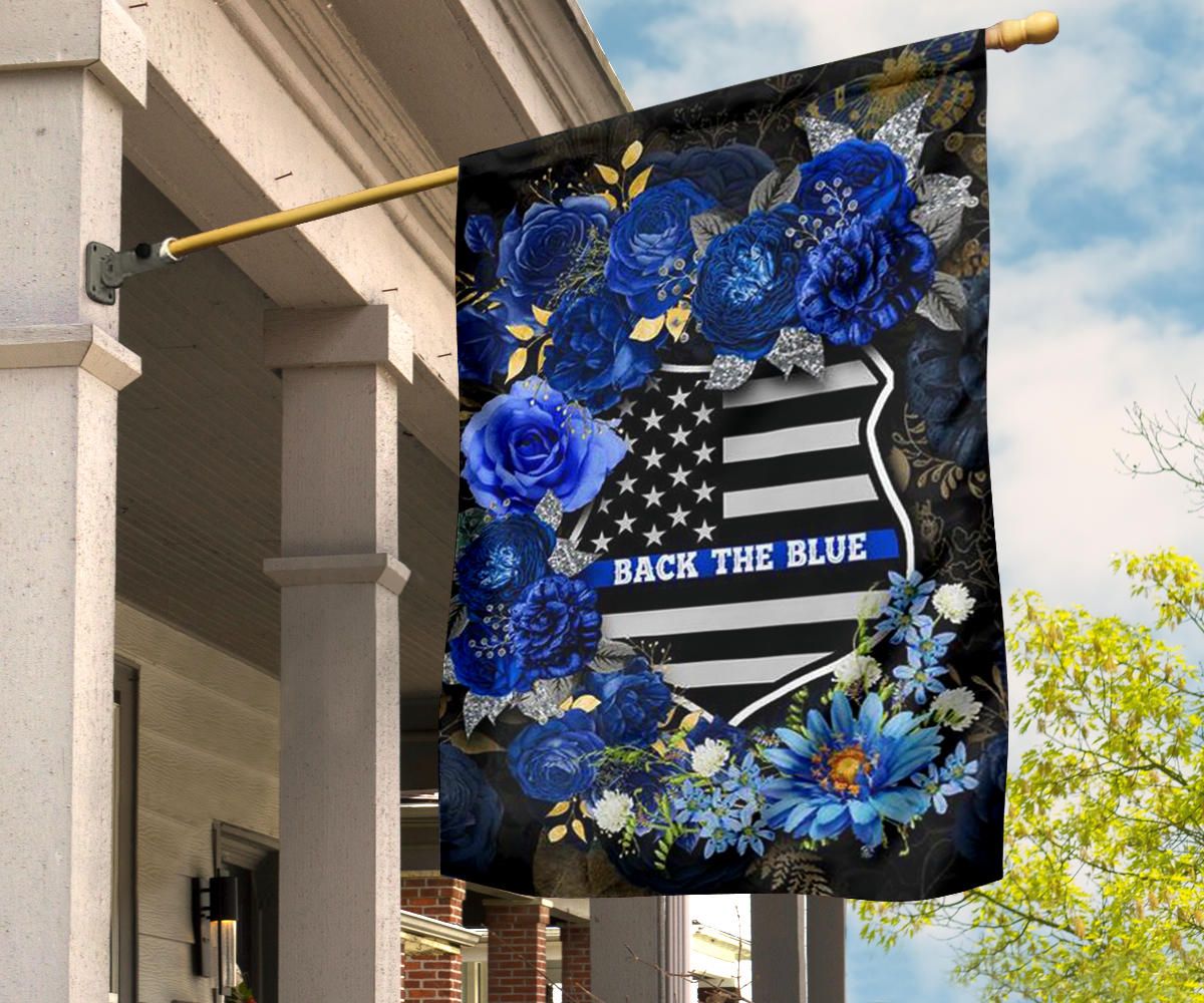 Back The Blue Flag Flower Thin Blue Line Flag Decor Support Police Law Enforcement Gift