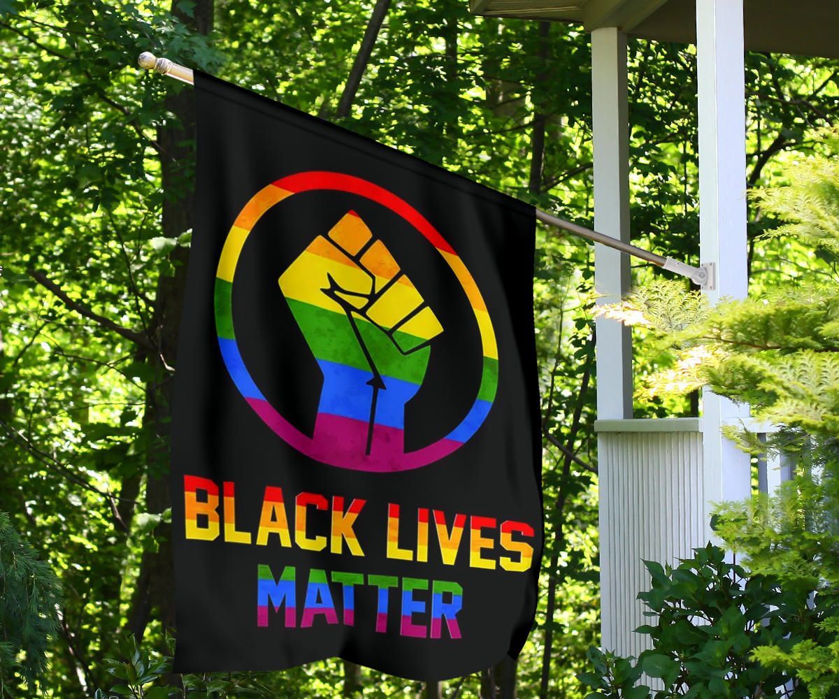 Black Lives Matter LGBT Flag Power Raised Fist Honor Black Pride Support LGBT Flag Wall Outdoor