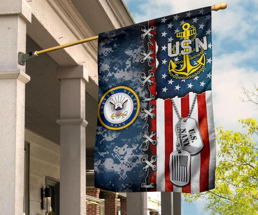 US Navy And American Flag Vintage USN Flag Proud Veteran Day Gifts