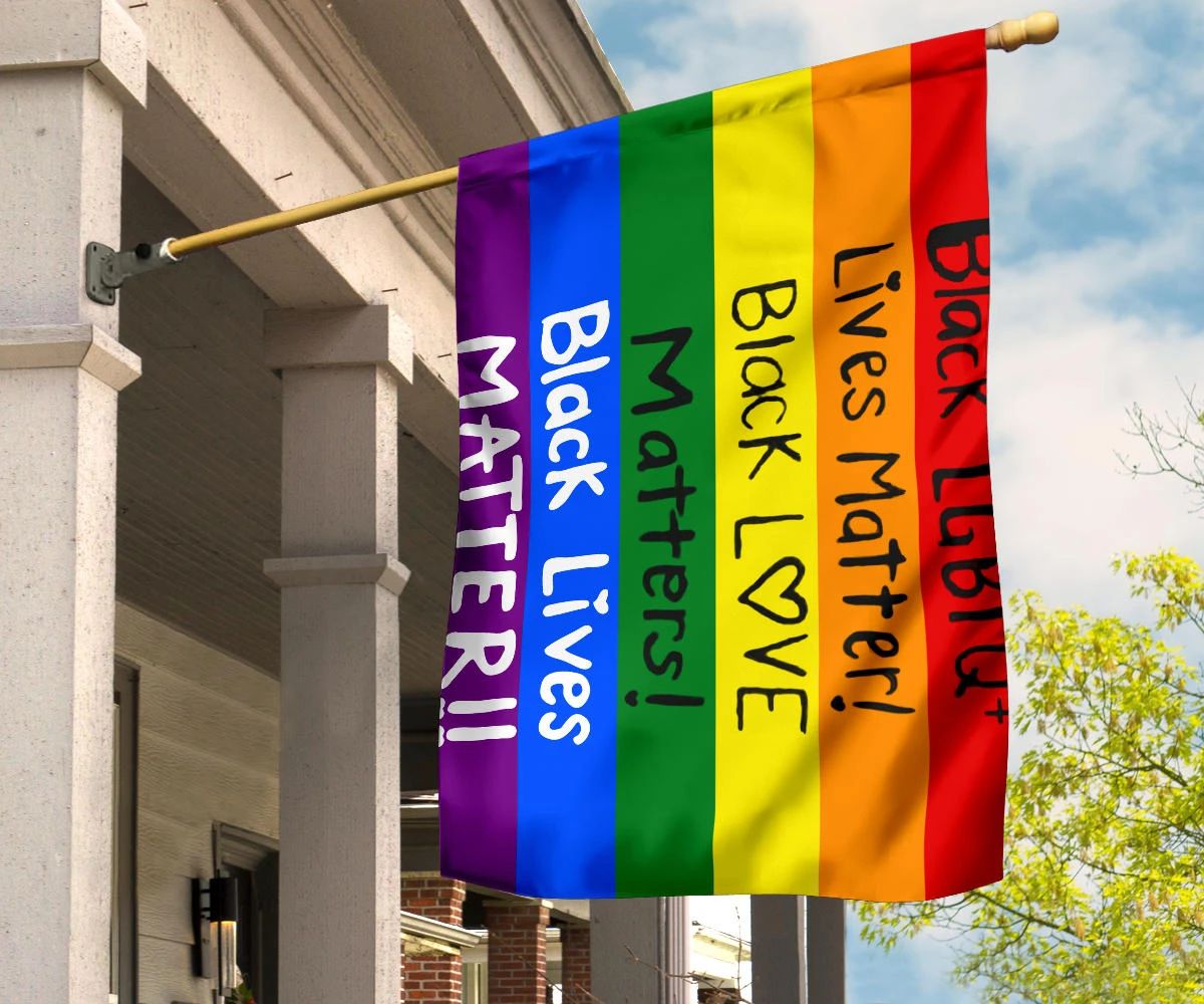 BLM And LGBT Flag Rainbow Flag Black Lives Matter Right Racism Flag Inside Outside Decor