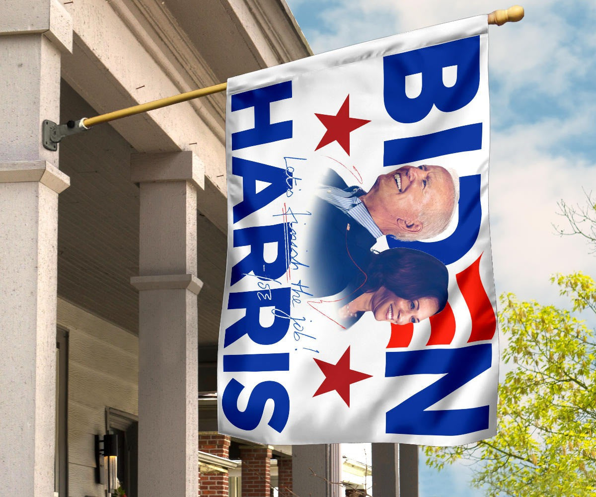 Biden Harris 2024 Flag Let's Finish The Job Joe Biden Campaign Merch 2024 Presidential Election