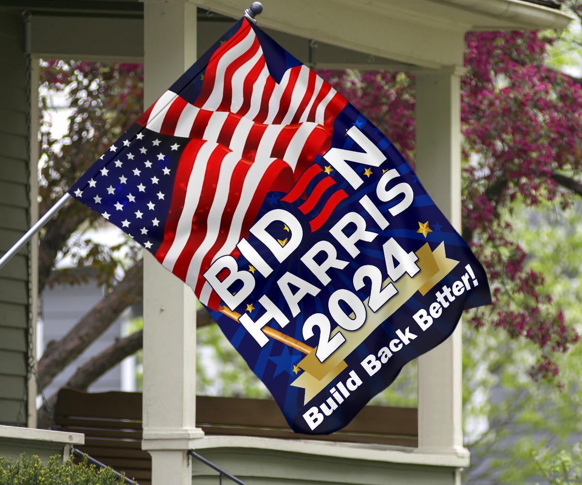 Biden Harris 2024 Build Back Better Flag Re-Elect Biden For President Slogan Merchandise