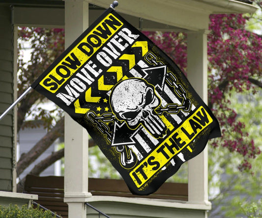 Yellow Line Flag Skull Slow Down l Move Over Flag For Indoor Outdoor Decor Gift