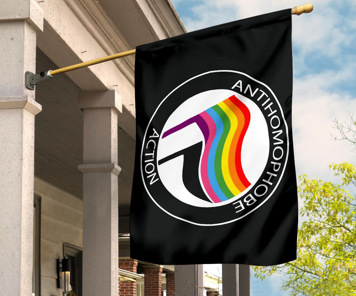 Anti Homophobe Action Flag Support LGBT Pride Banner CCAH Anti Homophobia Antifa