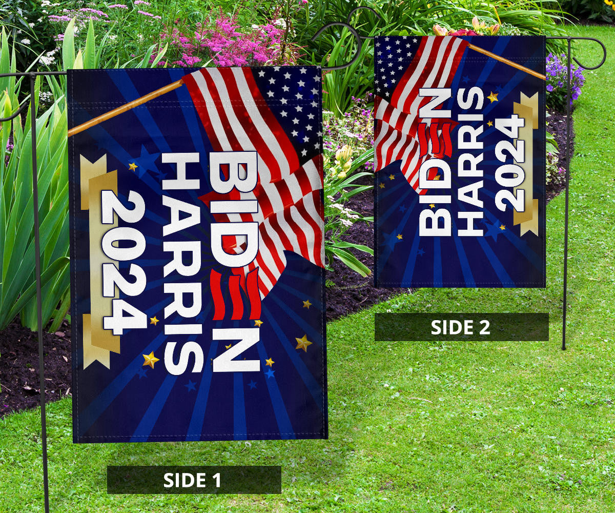 Biden Harris 2024 Flag Patriotic Re-Elect Biden Presidential Campaign 2024 Merch Decor