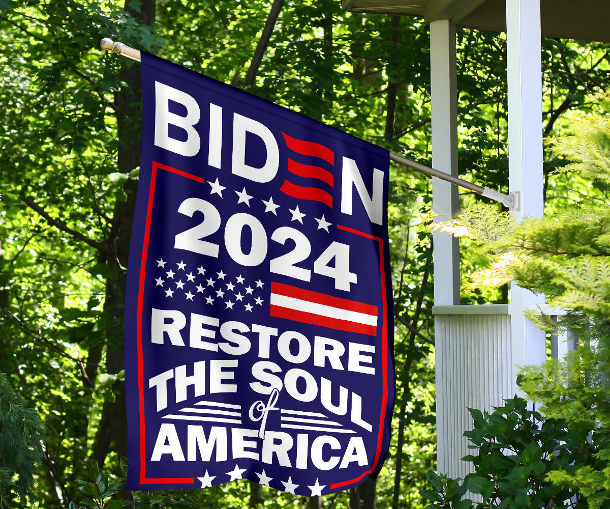 Biden 2024 Restore The Soul Of America Flag Biden 2024 Merch President Campaign