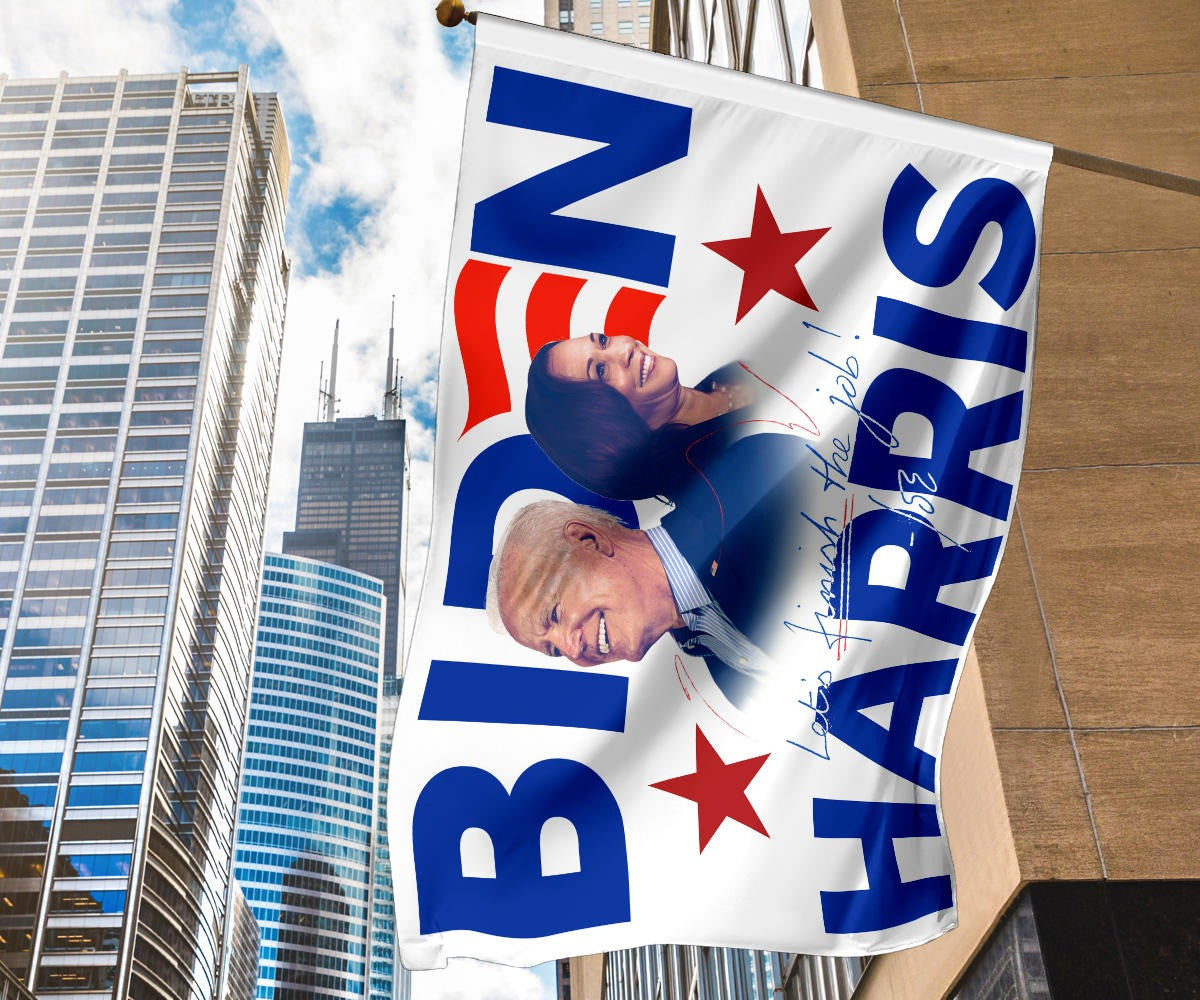 Biden Harris 2024 Flag Let's Finish The Job Joe Biden Campaign Merch 2024 Presidential Election