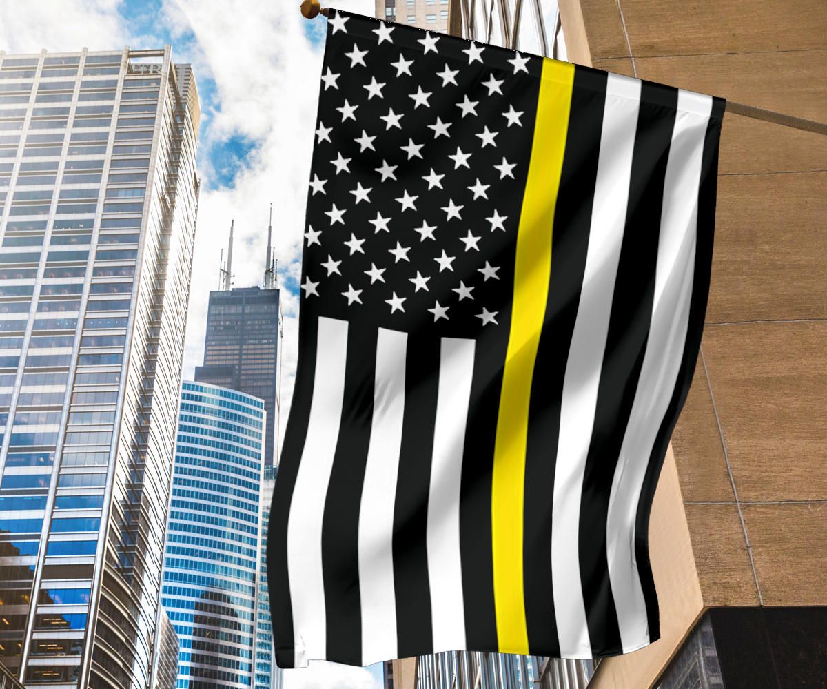 Thin Yellow Line Flag Gold Honor Dispatcher Tow Truck Driver Security Guard Loss Prevention