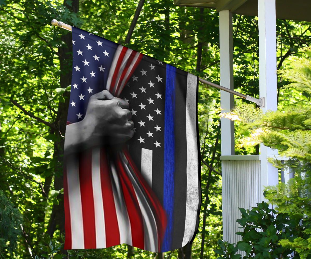 Thin Blue Line Flag Inside American Flag Honoring Our Men and Women of Law Enforcement