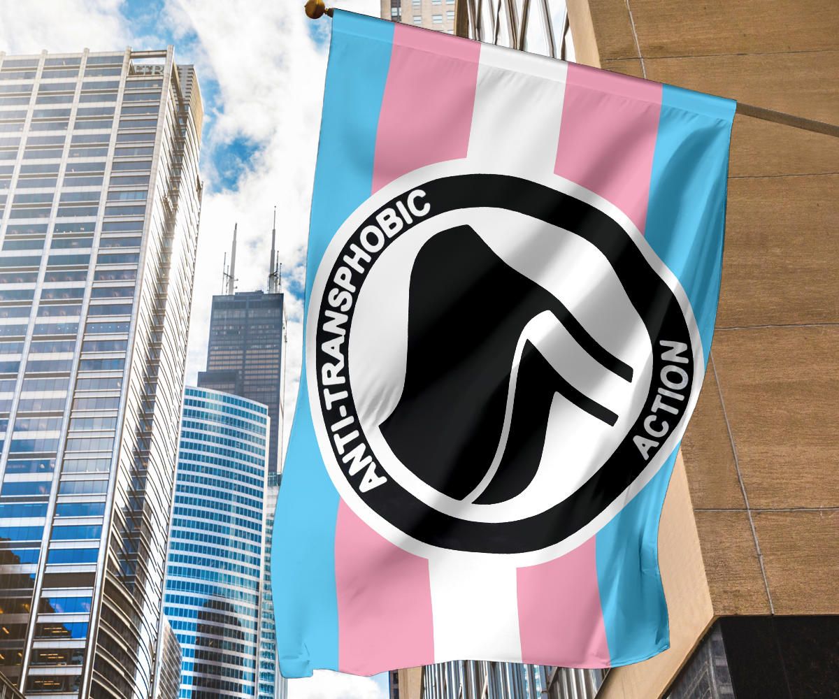 Anti Transphobic Action Flag Anti Homophobia Antifa Pride Transgender Trans Flag LGBT Merch