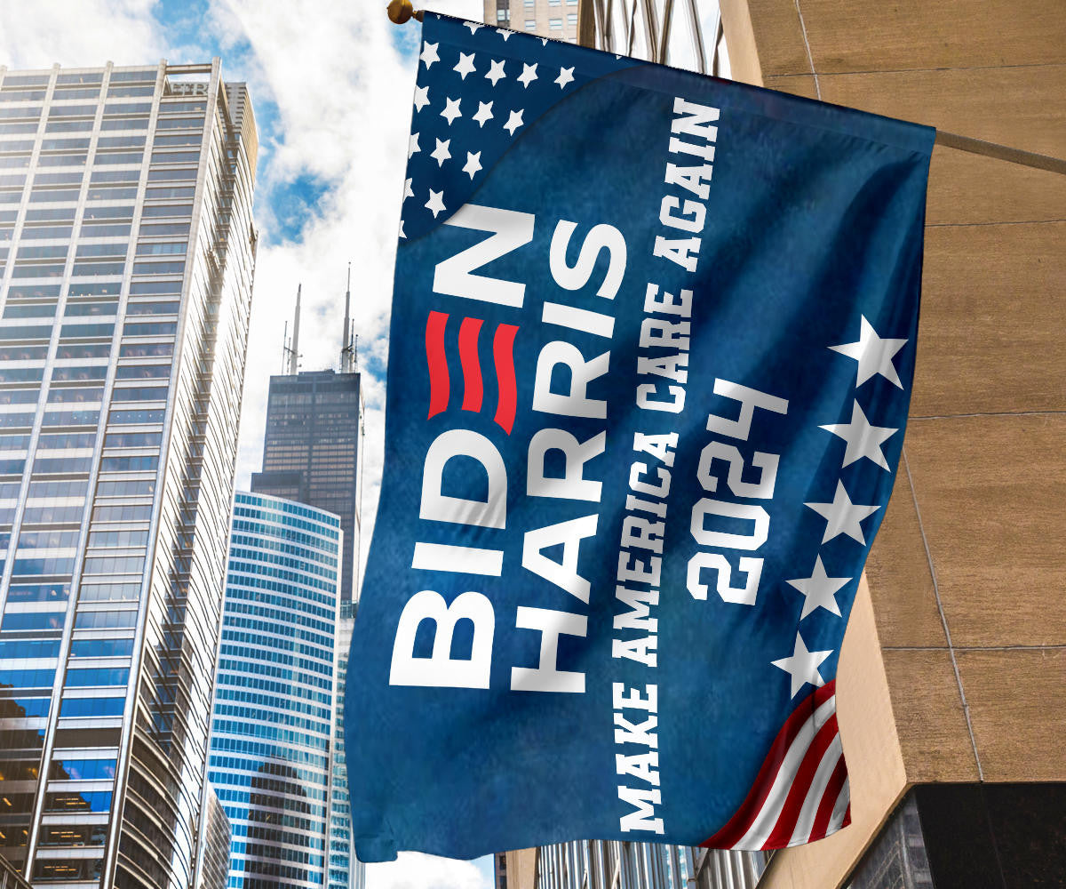 Biden Harris 2024 Flag Make America Care Again Pro Joe Biden 2024 Slogan Merchandise