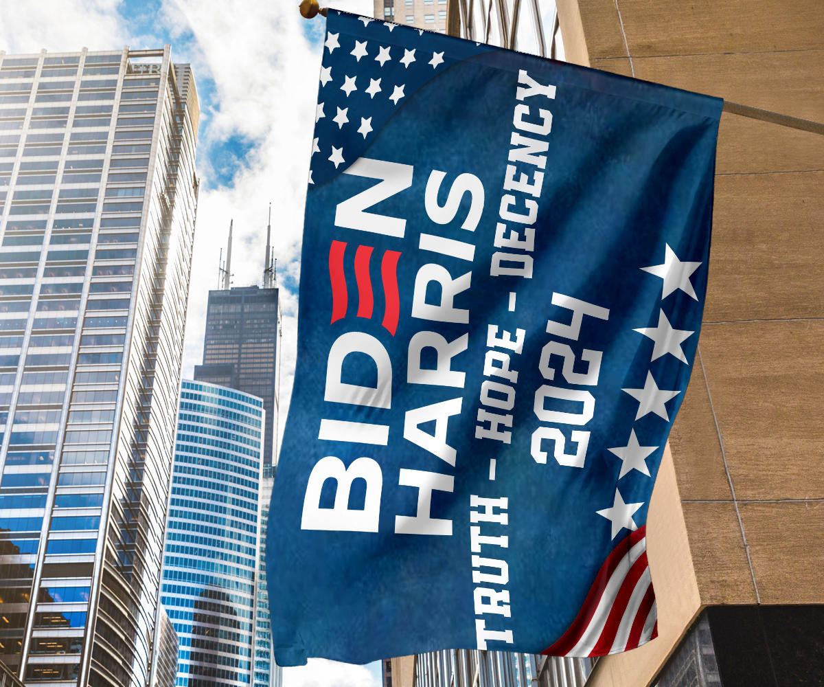 Biden Harris 2024 Truth Hope Decency Flag Joe Biden Presidential Election Yard Flag Decor