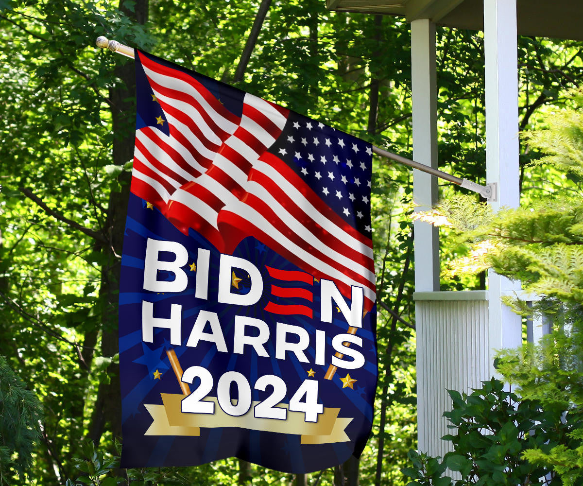 Biden Harris 2024 Flag Patriotic Re-Elect Biden Presidential Campaign 2024 Yard Flag