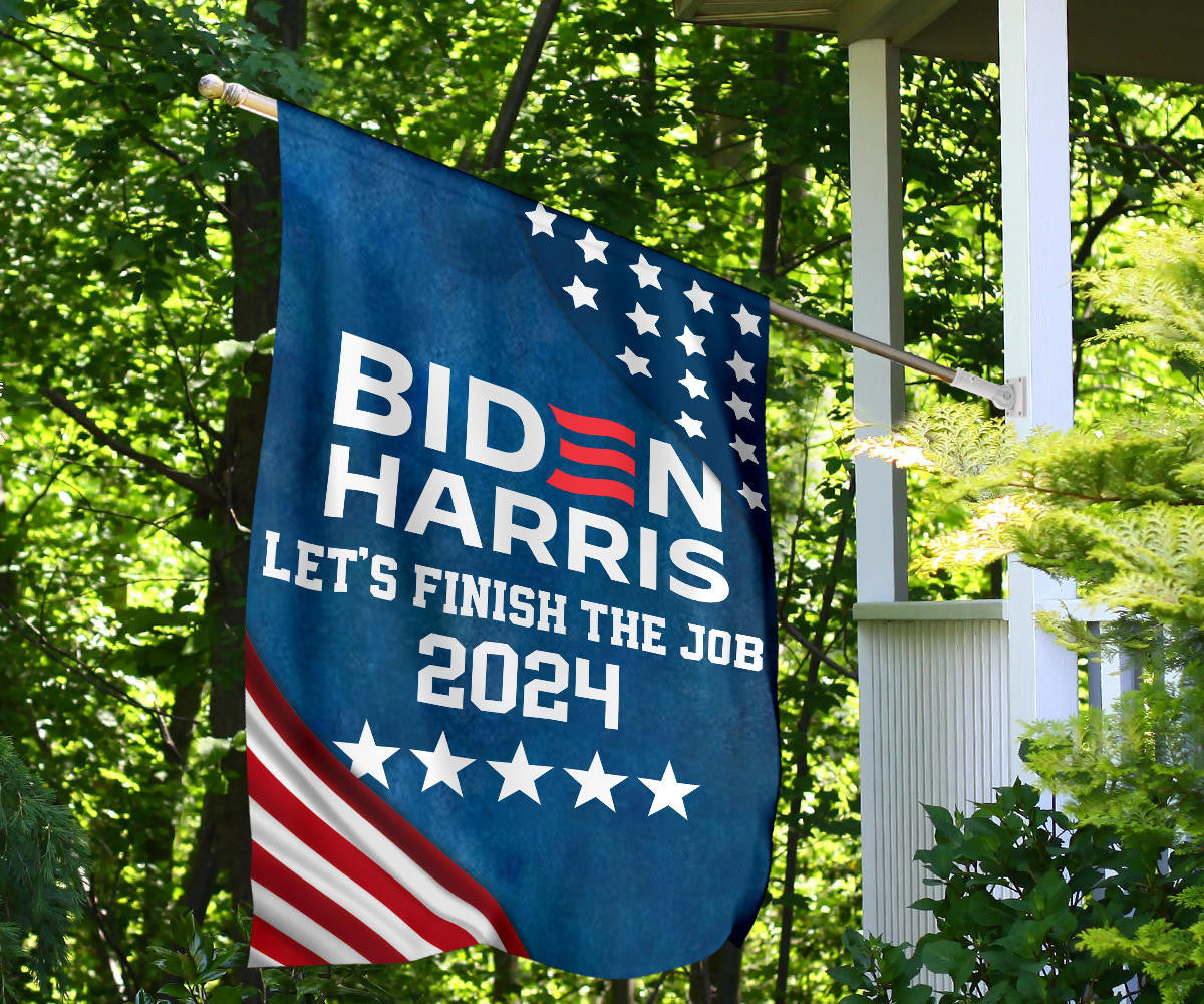 Biden Harris 2024 Flag Let's Finish The Job Joe Biden 2024 Presidential Campaign Slogan