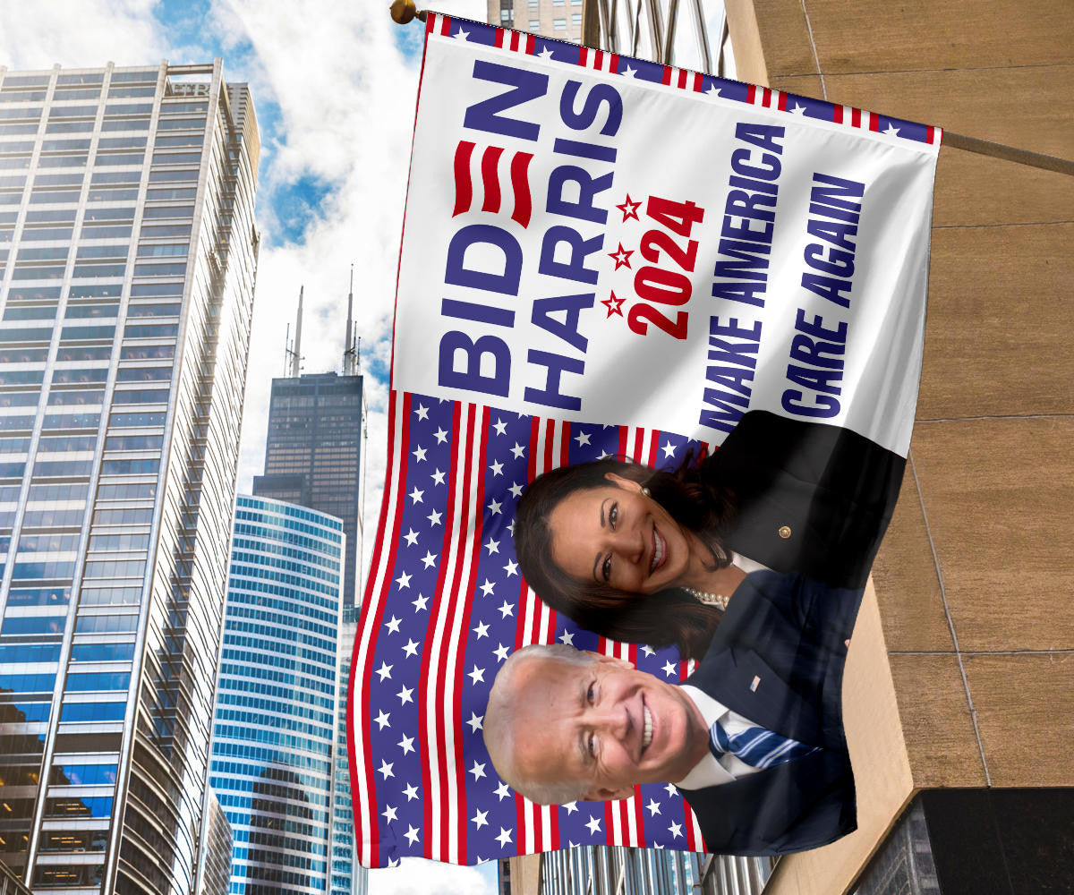 Biden Harris 2024 Make America Care Again Flag Biden Harris Campaign Merch President Election