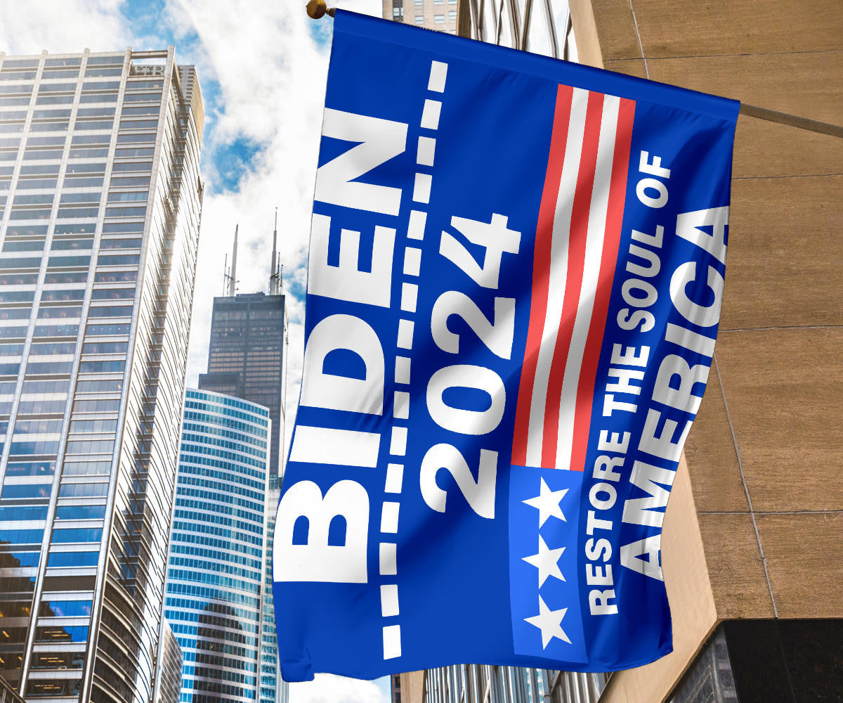 Biden 2024 Restore The Soul Of America Flag Re-Elect Joe Biden For President 2024 Banner