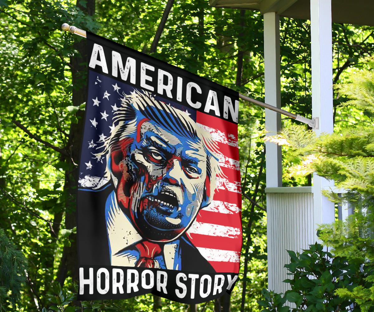 Zombie Donald Trump American Horror Story Flag Funny Against Trump Re-Election Halloween Decor