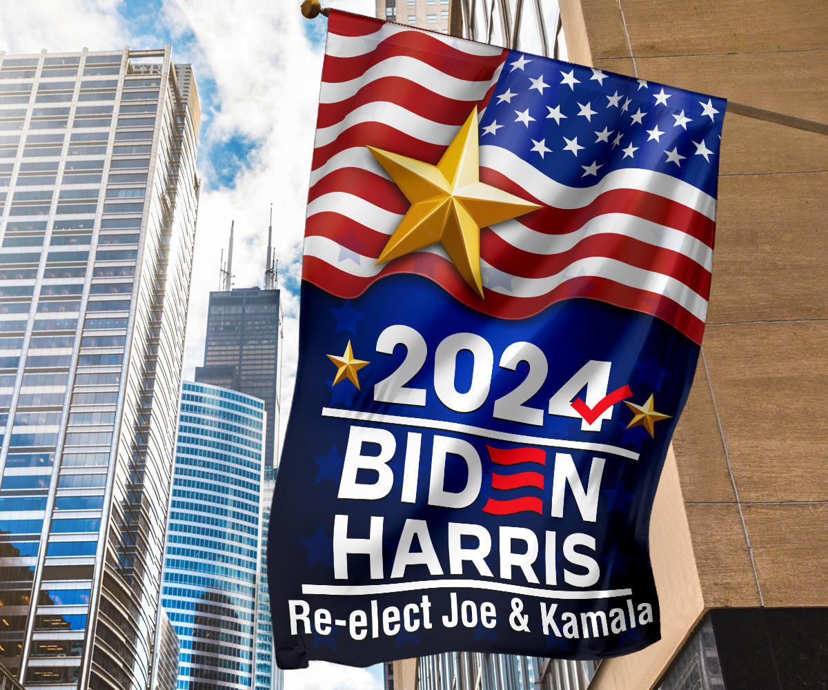 Biden Harris 2024 Flag Re-Elect Joe And Kamala For U.S President Campaign Voting Flag