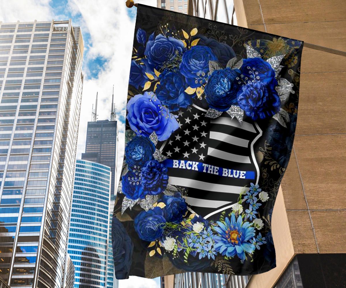 Back The Blue Flag Flower Thin Blue Line Flag Decor Support Police Law Enforcement Gift