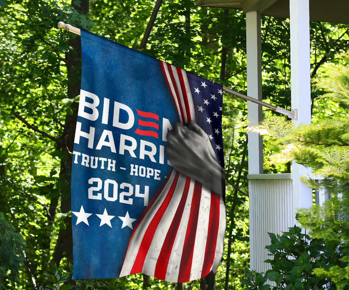 Biden Harris 2024 Hope Decency Flag And American Flag Support Biden Harris Merch